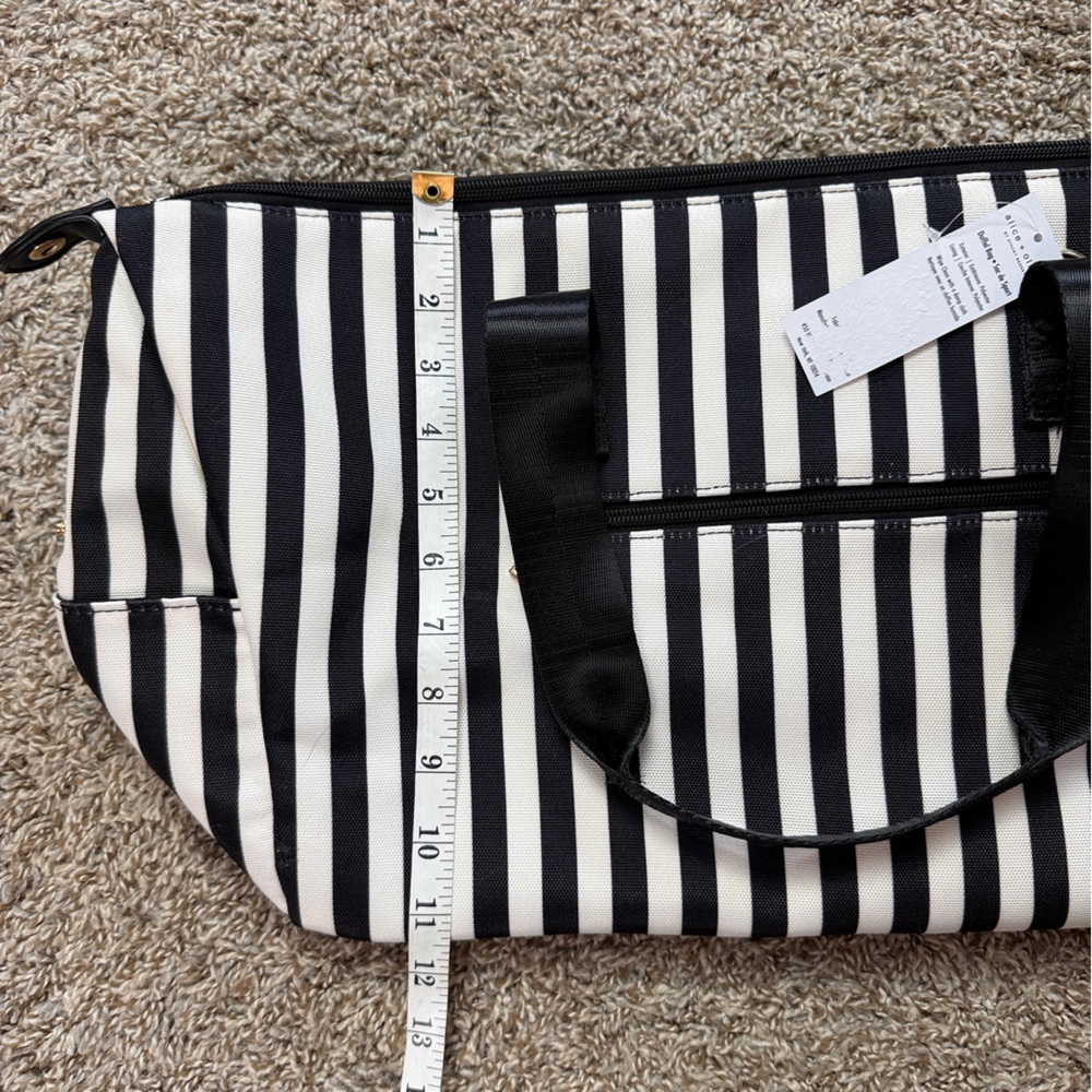 Alice + Olivia Black and White Vertical Stripe Tote - Picture 5 of 11